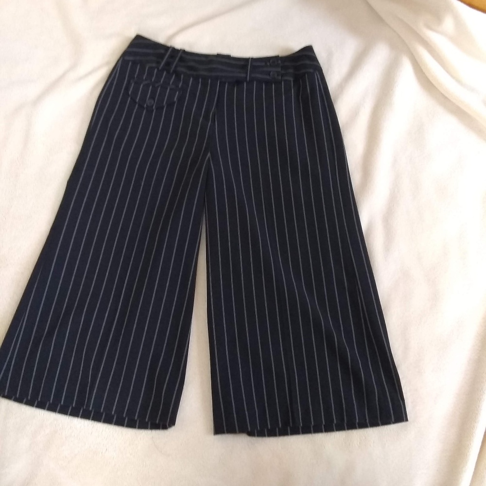 Larry Levine Stretch Wide Leg Cropped Pants Size 8